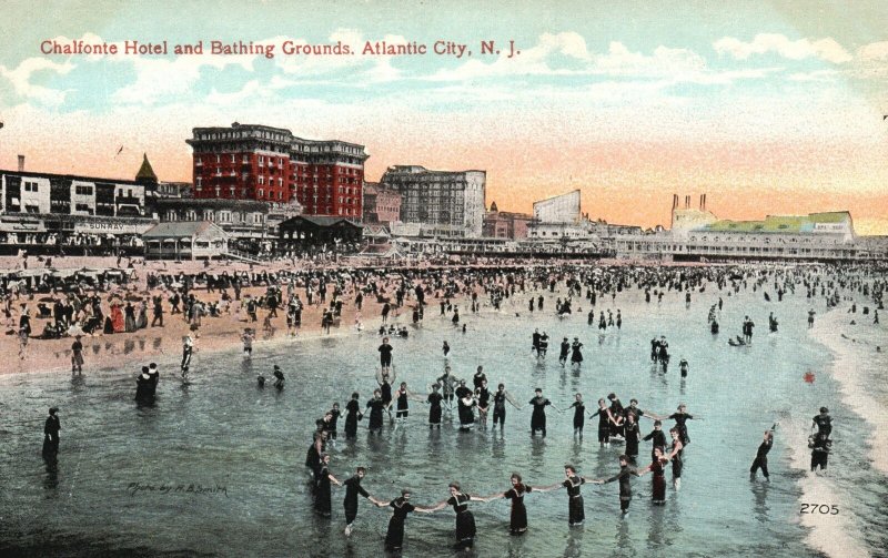 Vintage Postcard 1910's Chalfonte Hotel And Bathing Grounds Atlantic ...