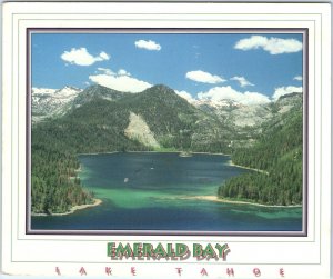 c1991 Lake Tahoe, CA Emerald Bay Park Aerial Retro Queen Lake Chrome Lg PC 8O