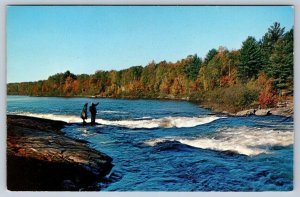 River Scene, Greetings From Arnstein, Ontario, Vintage Chrome Postcard