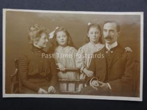 Family Portrait of Two Girls and Parents - Old RP Postcard
