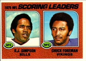 1976 Topps Football Card '75 NFL Scoring Leaders Simpson Foreman sk4666