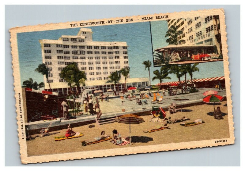 Vintage Mid Century Postcard Miami Beach Sunbathers POSTED