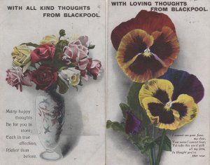 Loving Thoughts From Blackpool Flowers Greetings WW1 2x Postcard s