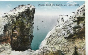 Sussex Postcard - Beachy Head and Lighthouse - Eastbourne - Ref TZ4123