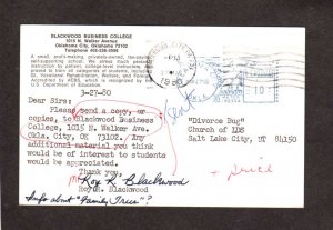 OK Blackwood Business College Oklahoma City Postcard Crayon