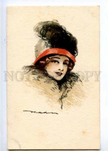 225238 GERMANY Lady fashionable hat Simon #11 vintage postcard