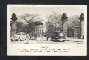 RPPC GREAT LAKES ILLINOIS US NAVY STATION OLD CARS VINTAGE REAL PHOTO POSTCARD