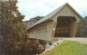 Henniker NH New England College Covered Bridge Chrome Postcard Unused Serrated