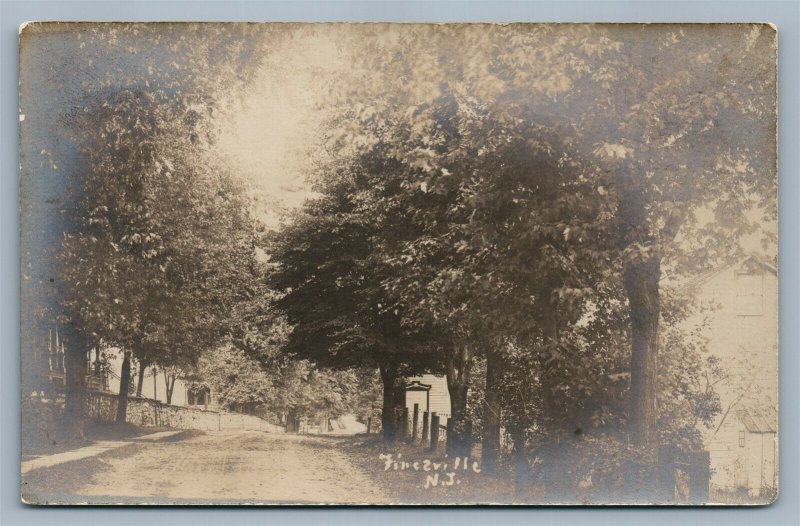 FINESVILLE NJ STREET SCENE ANTIQUE REAL PHOTO POSTCARD RPPC