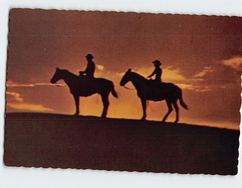 Postcard Two riders, White Sands National Monument, New Mexico