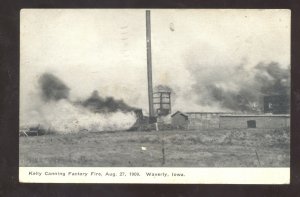 WAVERLY IOWA KELLY CANNING FACTORY FIRE DISASTER 1909 VINTAGE POSTCARD