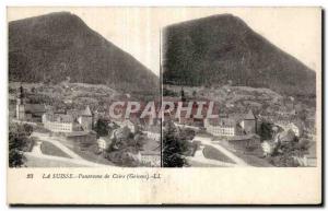 Stereoscopic Card - Switzerland - Panorama of Chur - Graubünden - Old Postcard