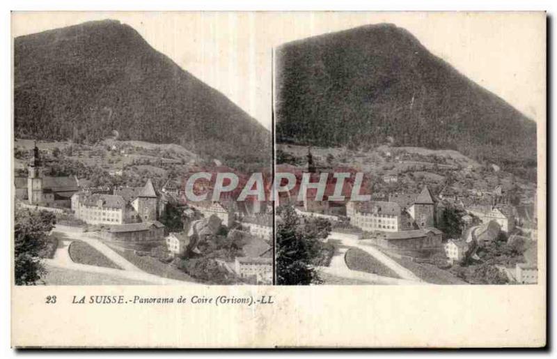 Stereoscopic Card - Switzerland - Panorama of Chur - Graubünden - Old Postcard