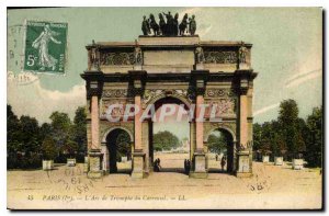 Postcard Old 1st Paris Arc de Triomphe Carousel