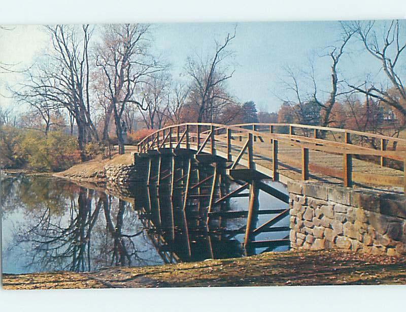 Unused Pre-1980 OLD NORTH BRIDGE Concord - Boston Massachusetts MA H7552