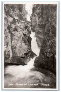 c1910's Johnson Canyon Falls Waterfalls Alberta Canada RPPC Photo Postcard