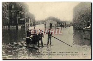 Old Postcard Firefighters Choisy le Roi Indondations 1910 rescue of young mot...