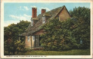 USA Parrish House Oldest House In Warwick County Virginia Vintage Postcard 03.73