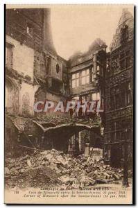Belgium Ypres Belgie Old Postcard Campaign 1914 Corner Nieuerk after the bomb...