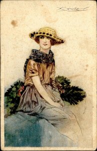 IMV00763 achille mauzan italy woman postcard artist signed