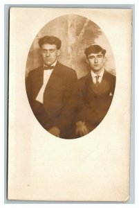 Vintage 1910's RPPC Postcard Portrait of Father and Son