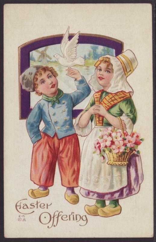 Easter Offering,Dutch Boy and Girl,Embossed