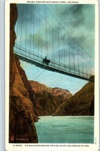 Kaibab Suspension Bridge over Colorado River Postcard Grand Canyon Natl Park AZ