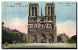 Old Postcard Paris Notre Dame and the Parvis