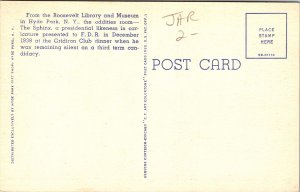 Roosevelt Library Museum Hyde Park NY New York Sphinx Postcard Linen UNP VTG 