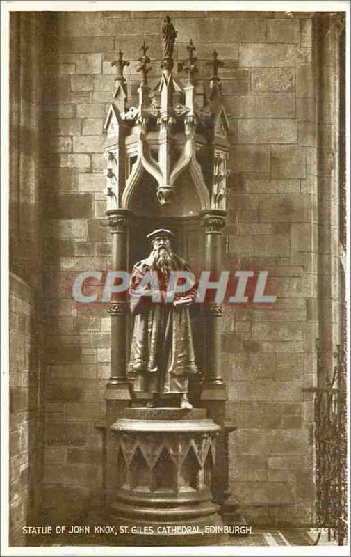 Old Postcard Statue of John Knox St Giles Cathedral Edinburgh