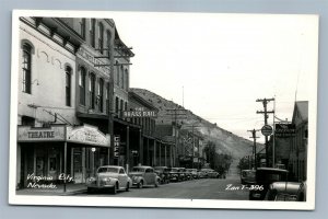 VIRGINA CITY NV C STREET VINATAGE REAL PHOTO POSTCARD RPPC BRASS RAIL SALOON 