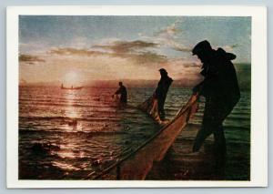 1957 Kyrgyz Kyrgyzstan Fishermen on Issyk-Kul Lake Fish Russian Soviet Postcard