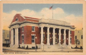 H48/ Winchester Virginia Postcard c1910 U.S. Post Office Building