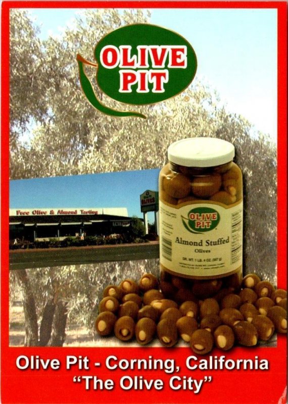 Corning, CA California OLIVE PIT Gourmet Store ROADSIDE 4X6 Advertising Postcard