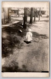 Canton OH RPPC Cute Baby Willis Webster Spring Ave Mother At Tree Postcard G42