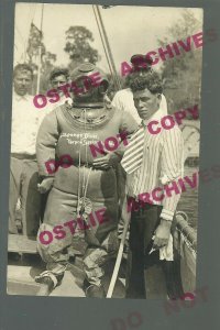 Tarpon Springs FLORIDA RPPC 1921 HARD HELMET DIVER Diving SPONGE FISHING Fish