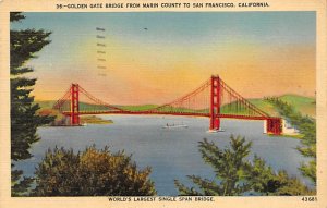 Golden Gate Bridge Largest Single Span Bridge San Francisco CA