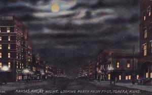 Kansas Avenue At Night Looking North From 7th Saint Topeka Kansas 1914