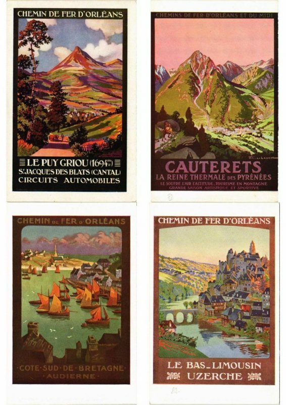 ADVERTISING TRAINS, CHEMIN DE FER POSTER STYLE 40 CPA (L2740)