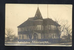 RPPC PETERSBURG NEBRASKA PUBLIC SCHOOL BUILDING VINTAGE REAL PHOTO POSTCARD