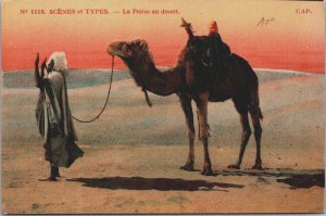 Algeria Scenes Et Types La Priere au Desert Vintage Postcard C163