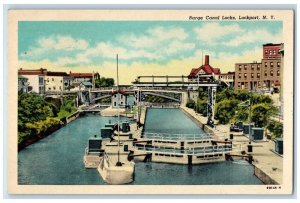 c1960's Barge Canal Locks Bridge Lockport New York NY Vintage Unposted Postcard