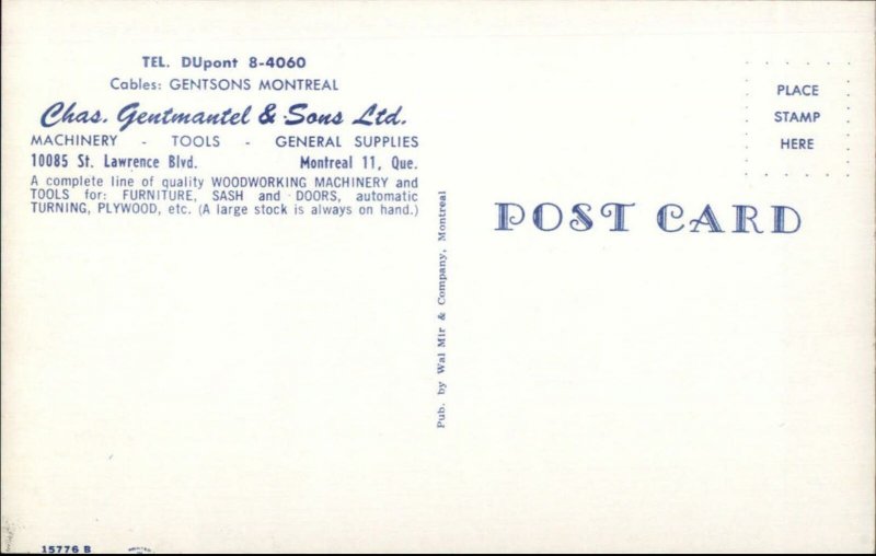 Montreal Storefront Chas Gentmantel Machinery Tools Store Chrome Postcard
