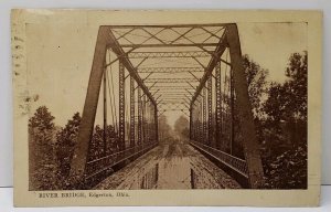 Edgerton Ohio, River Bridge to Elkhart Indiana 1920 Postcard A14