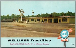 MACON GA GAS STATION WELLIVER TRUCK STOP VINTAGE POSTCARD