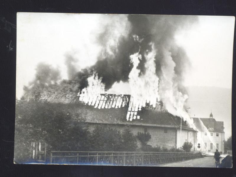 RPPC ERZABTEI BEURON GERMANY OKONOMIEGEBAUDE FIRE DISASTER REAL PHOTO POSTCARD