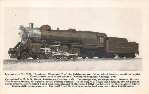 LOCOMOTIVE NO. 5320 PRESIDENT CLEVELAND TRAIN CHICAGO WORLD'S FAIR EXPO POSTCARD