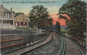 Postcard Elevated Railroad at 66th Station Philadelphia PA