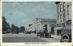 Mt. Pleasant IA Jefferson St. c1920s Postcard