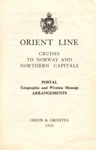 P&O Orient Line Wireless Radio 1936 Norway Orion Orontes Ship Guide